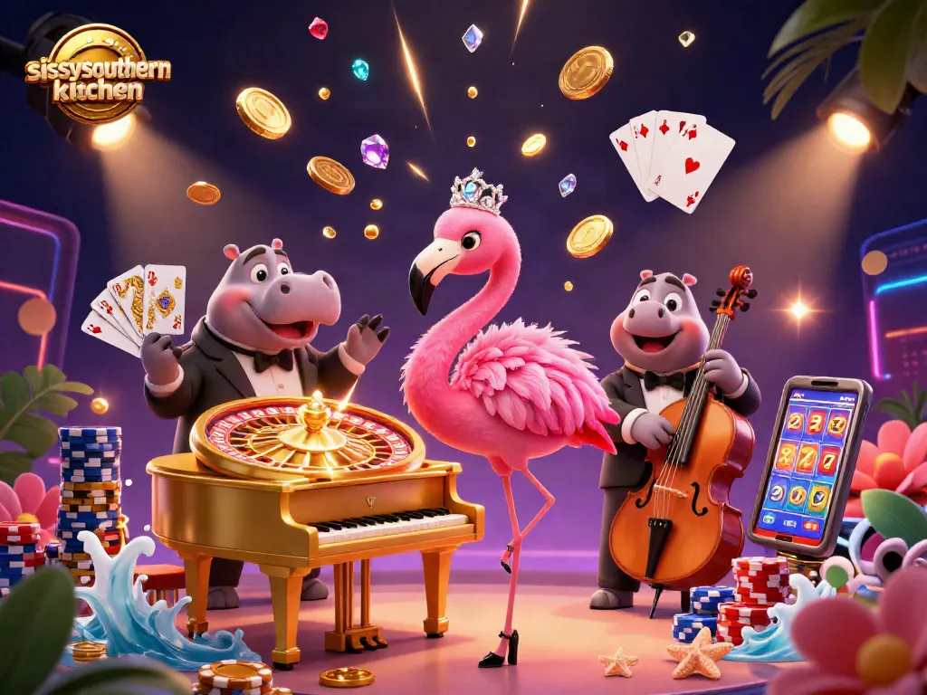 Sissy's Southern Kitchen dazzles with vibrant gambling elements in an engaging casino scene.