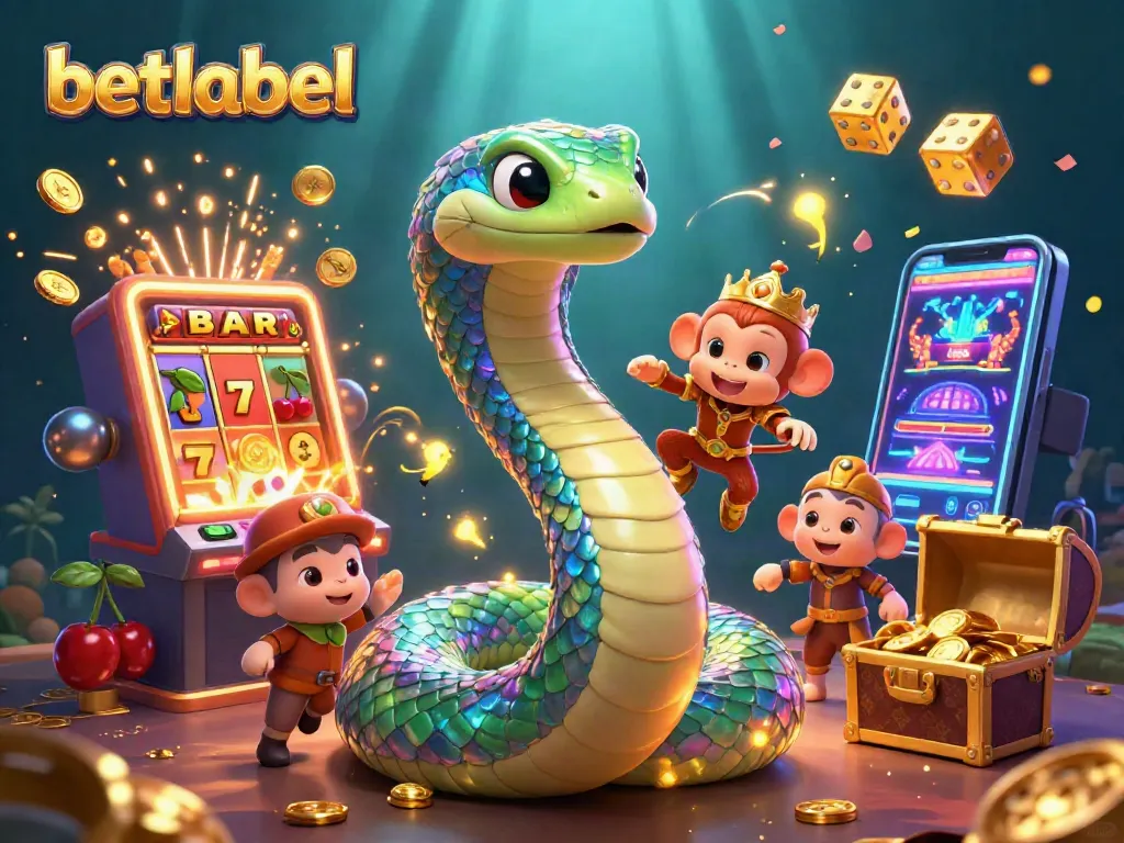 Engage in thrilling gaming experiences at betlabel with vibrant characters and a jackpot scene.